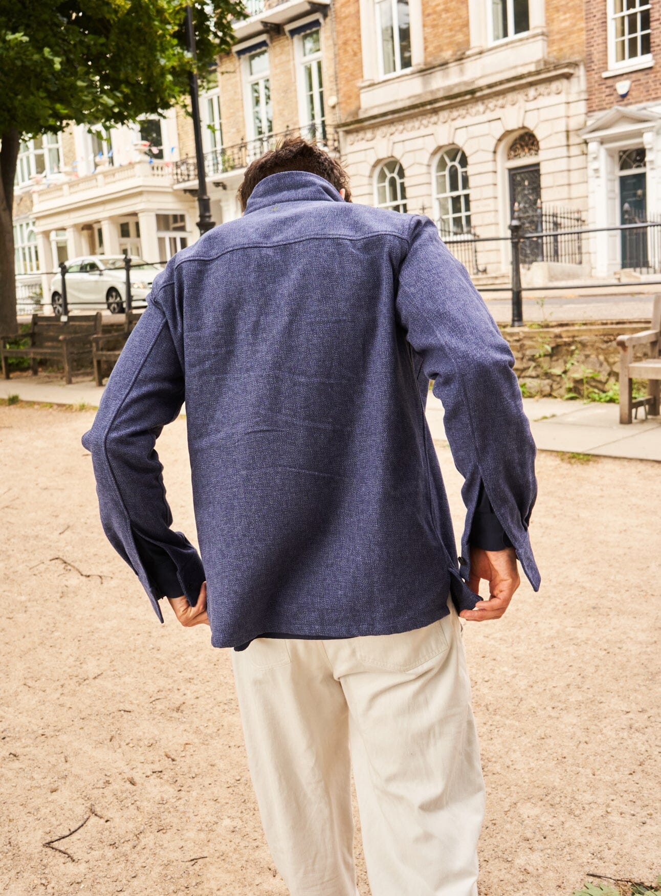 Recycled Piccadilly Cross Weave Blue Overshirt - Image 8