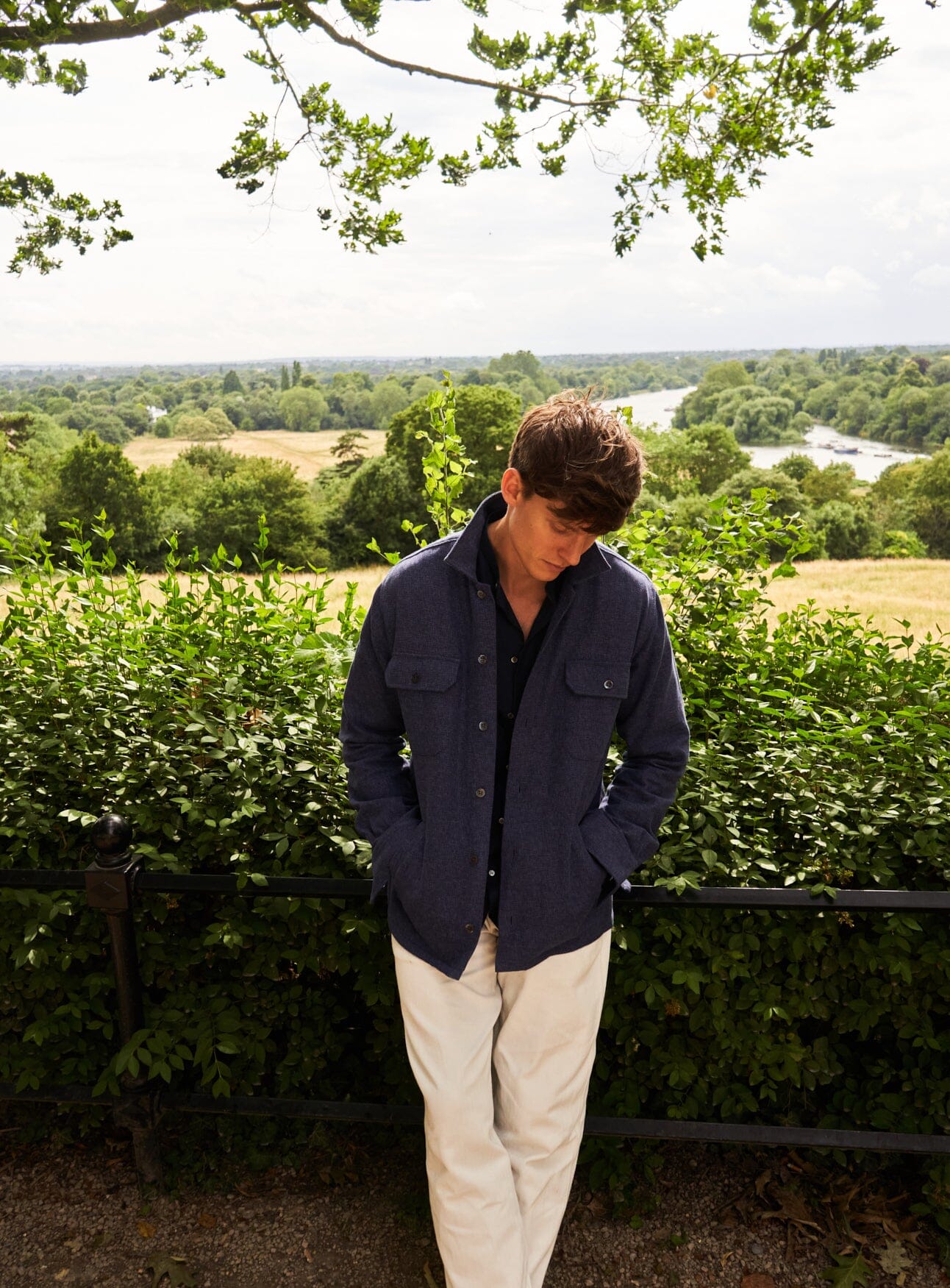 Recycled Piccadilly Cross Weave Blue Overshirt - Image 9
