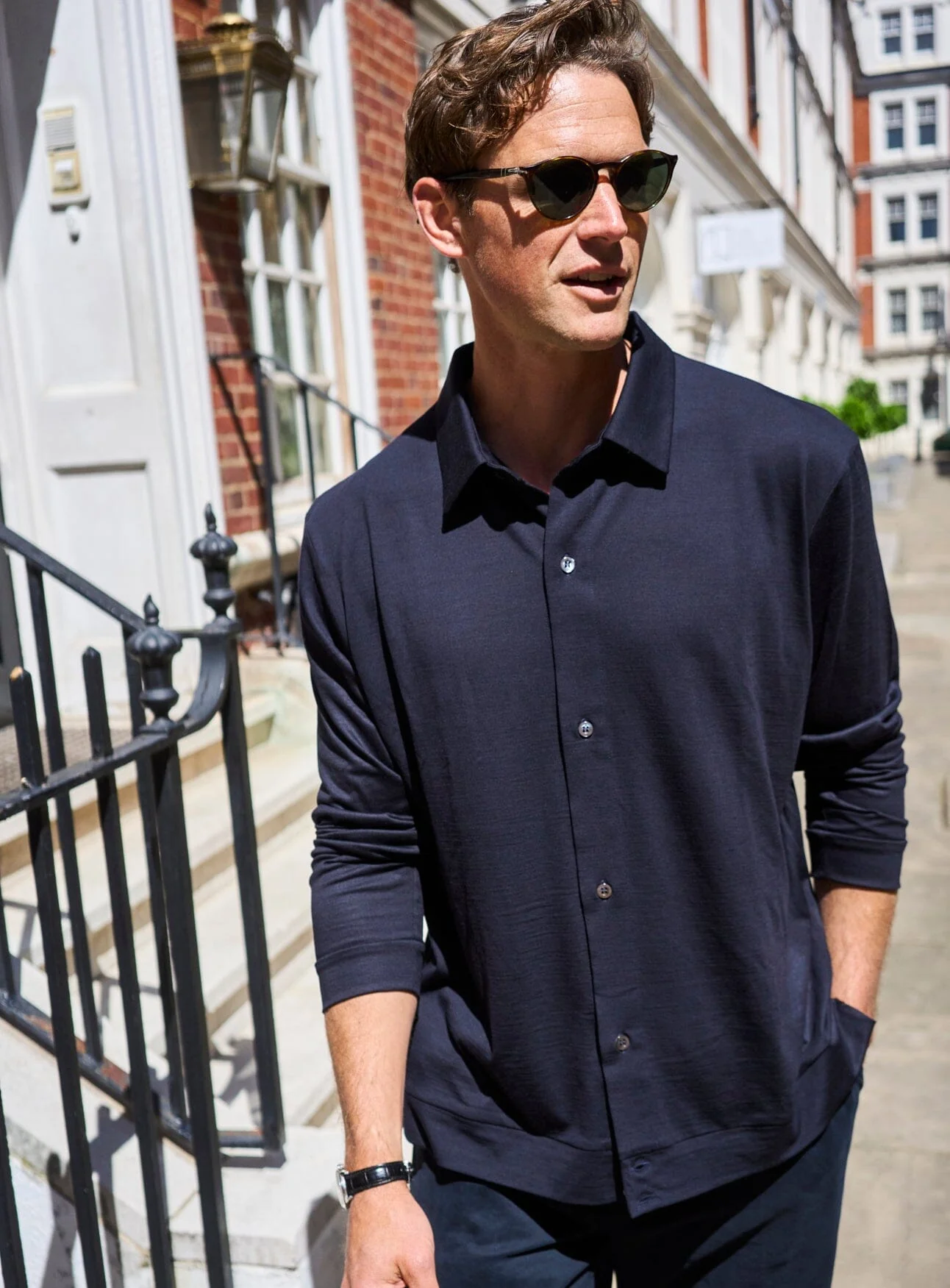 ZQ Merino Super 120s Wool Navy Jersey Shirt - Image 4
